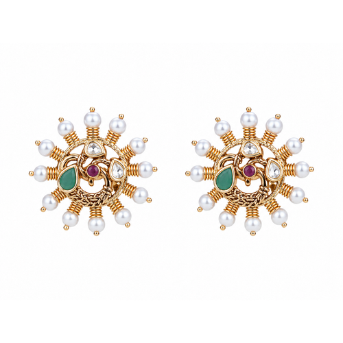 Gaurangi 22KT Gold Antique Stud Earrings