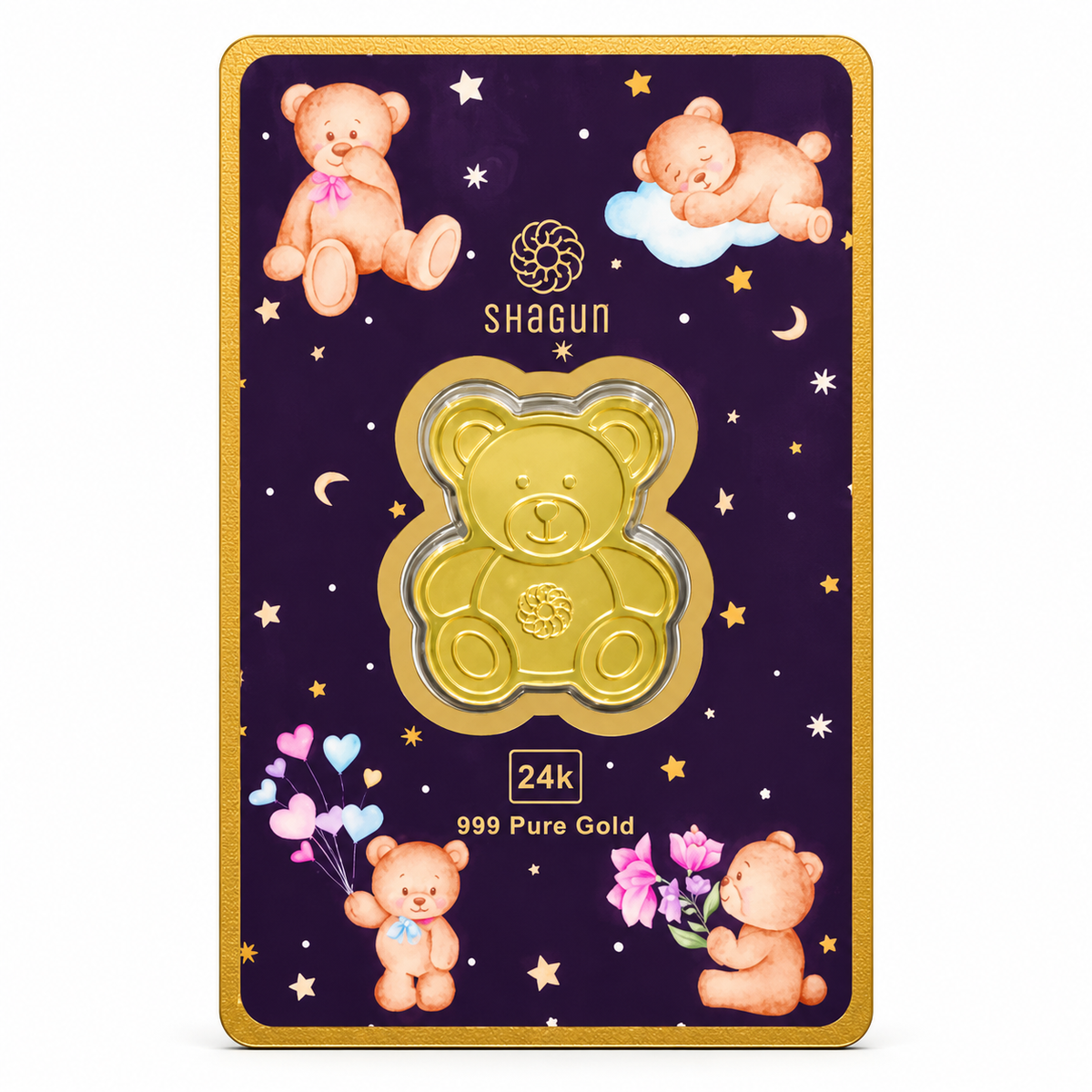 24KT Gold Teddy Bear Coin for Kids
