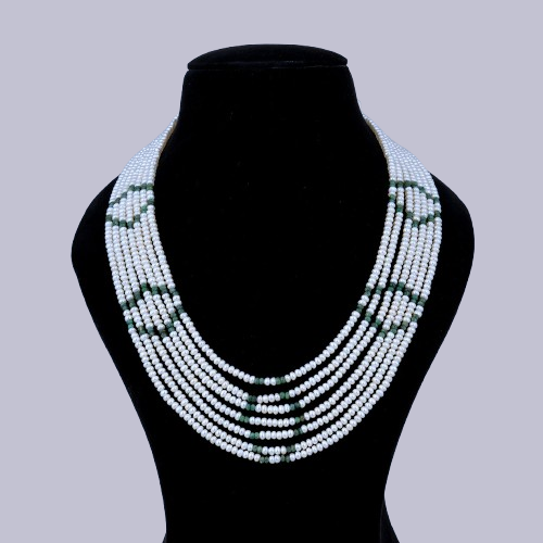 7-Layer Emerald Beads Pearl Necklace