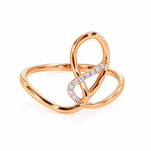 Abstract Wave 14KT Gold Lab Grown Diamond Ring