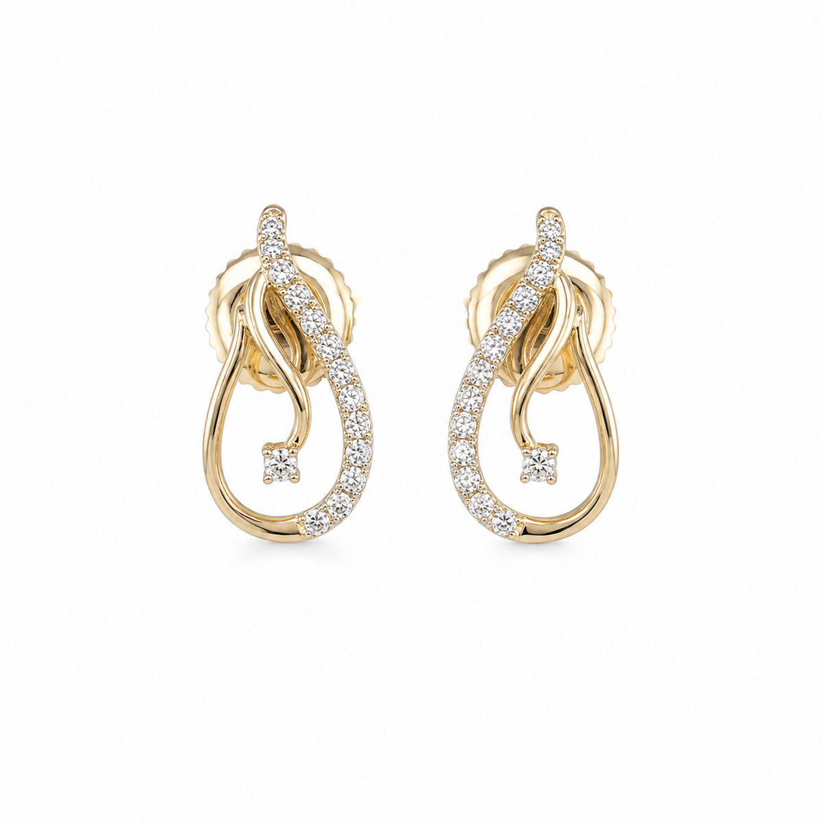 Allure Leaf 14KT Gold Diamond Stud Earrings