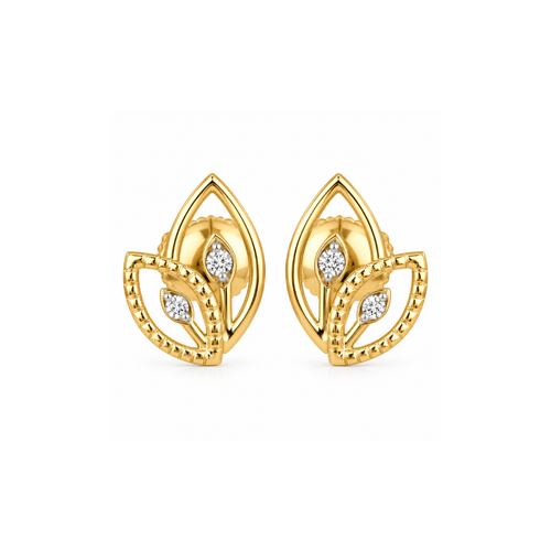 Angel Petal 14KT Gold Diamond Stud Earrings