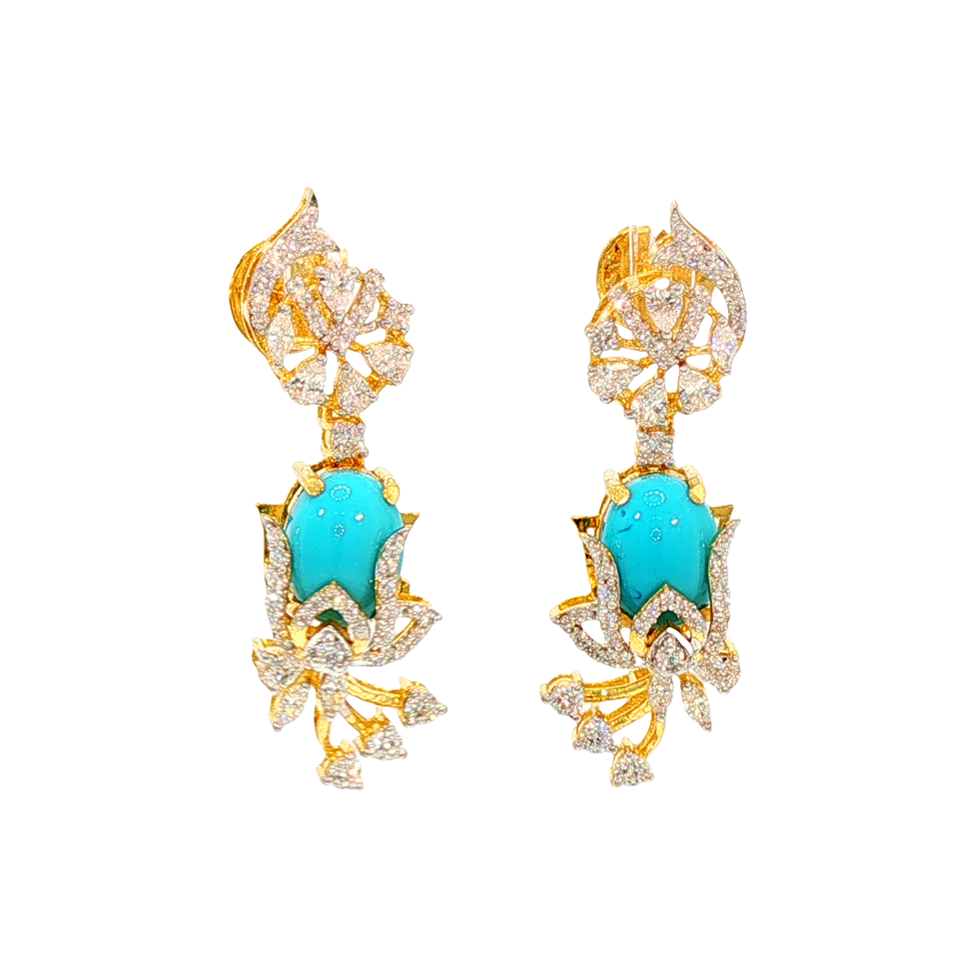Aqua Glow 22KT Gold Drop Earrings