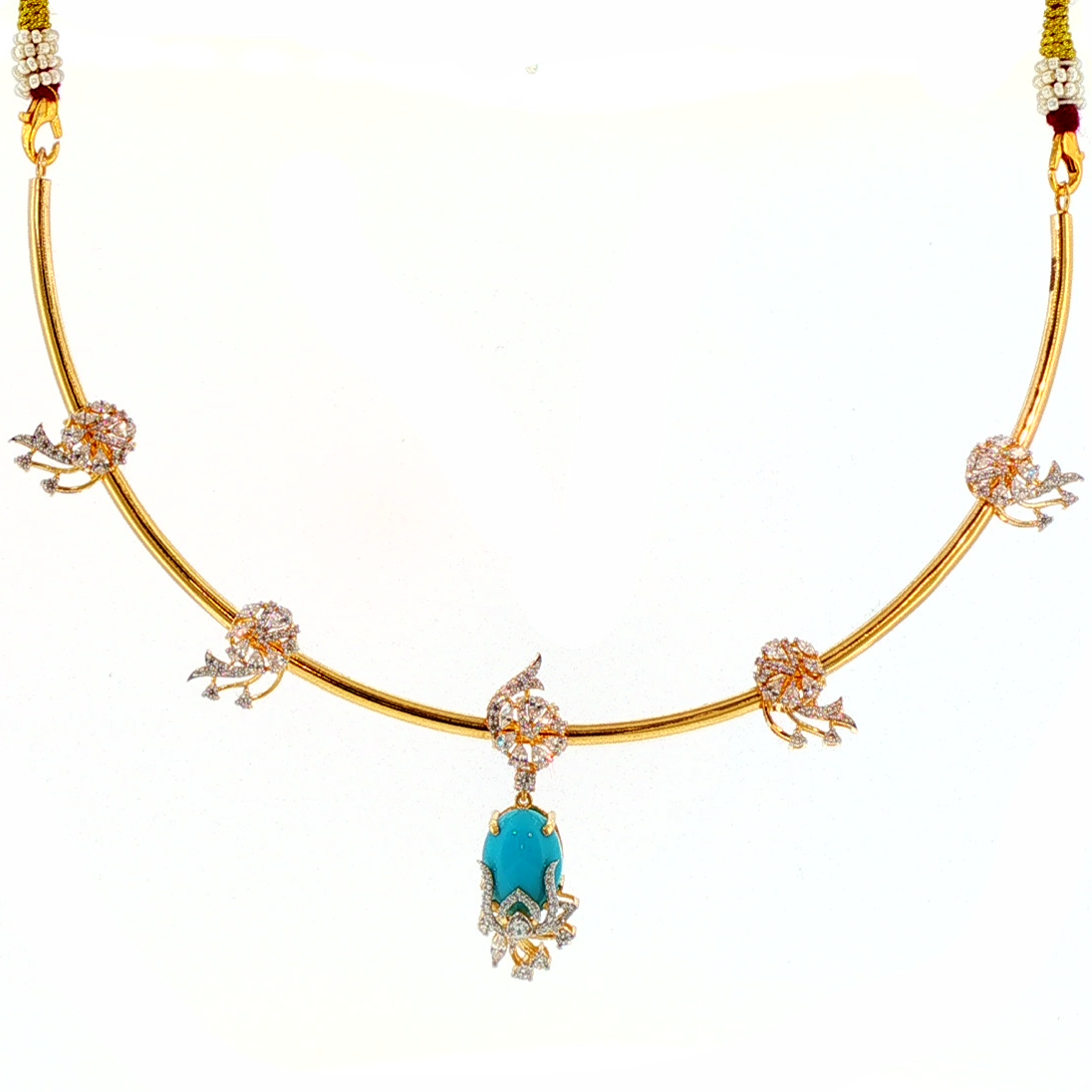 Aqua Glow 22KT Gold Kanti Necklace