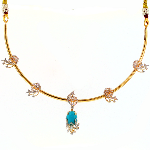 Aqua Glow 22KT Gold Kanti Necklace
