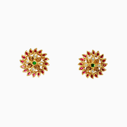 Avina 22KT Gold Kundan Stud Earrings