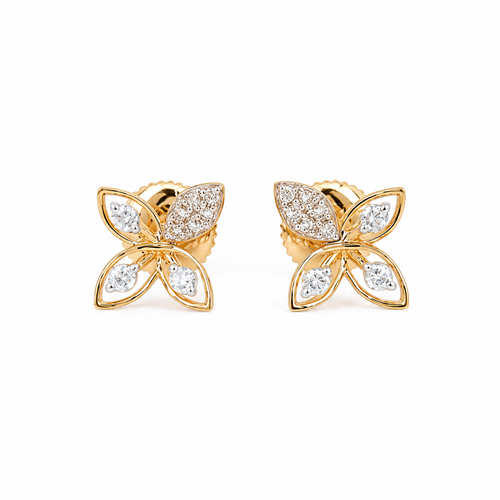 Bright Bloom 14KT Gold Diamond Stud Earrings