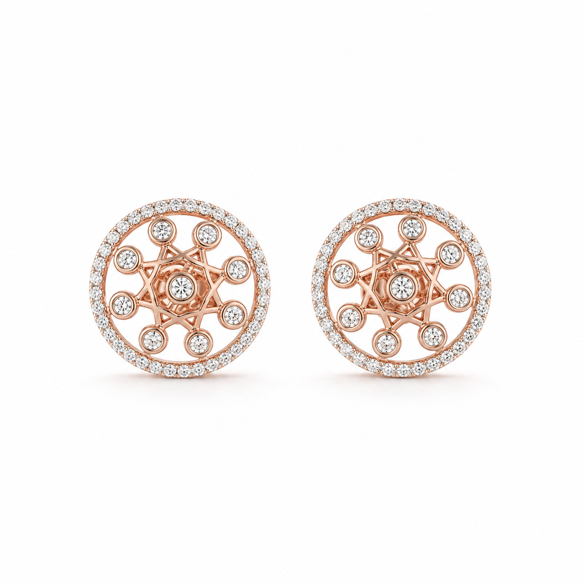 Bright Star 18KT Gold Diamond Stud Earrings