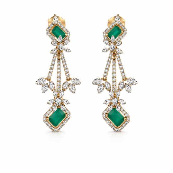 Cascading Tessera 14KT Gold Diamond Dangle Earrings