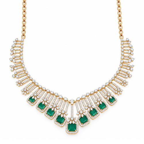 Cascading Tessera 14KT Gold Diamond Necklace