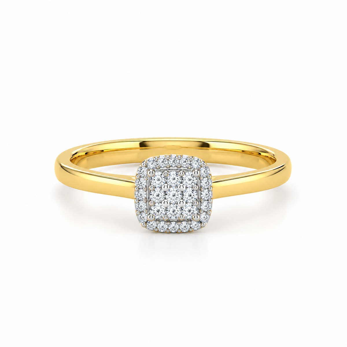 Celene Halo 14KT Gold Diamond Ring