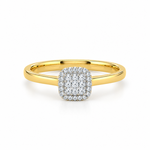 Celene Halo 14KT Gold Diamond Ring