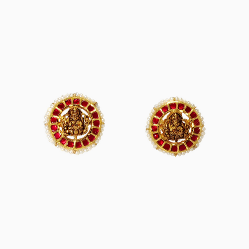 Charulini 22KT Gold Kundan Stud Earrings