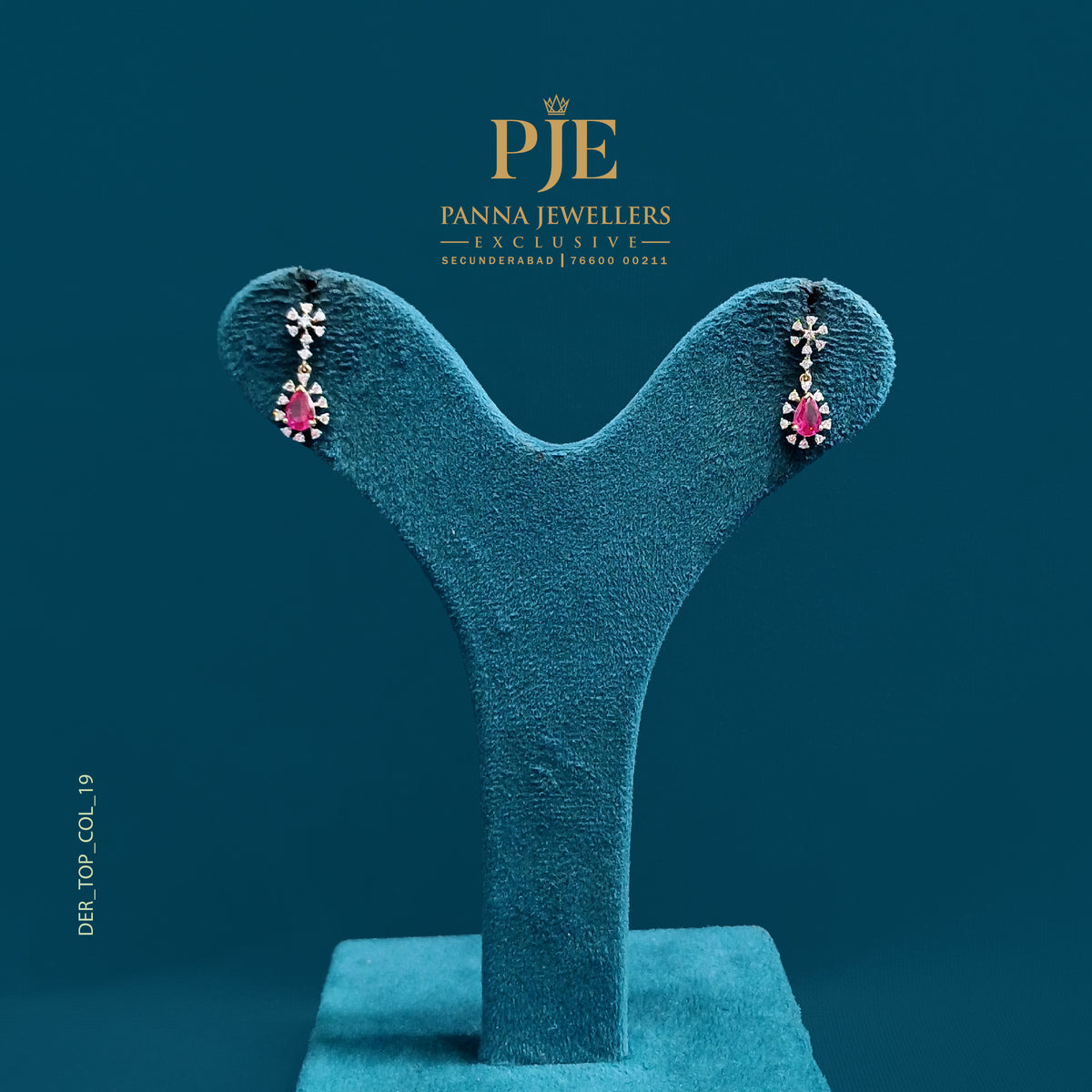 Pink Pear 14KT Gold Diamond Drop Earrings