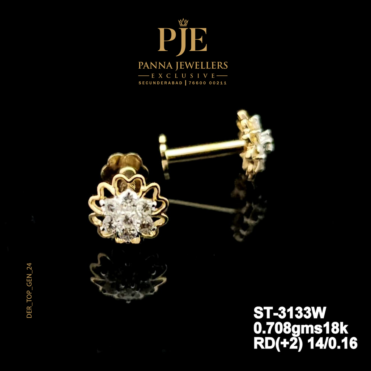 Flourishing 18KT Gold Diamond Stud Earrings