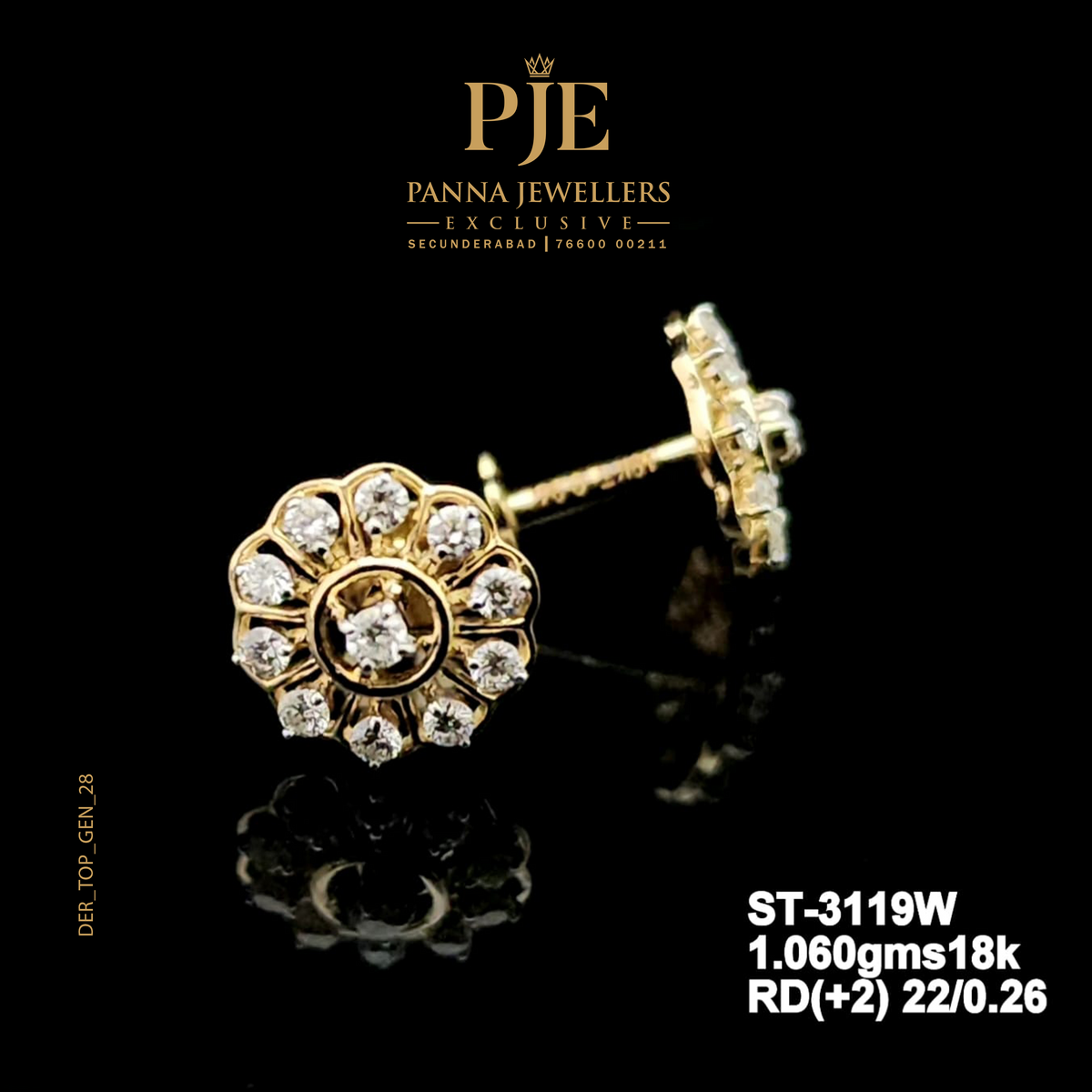 Ethereal 18KT Gold Diamond Stud Earrings
