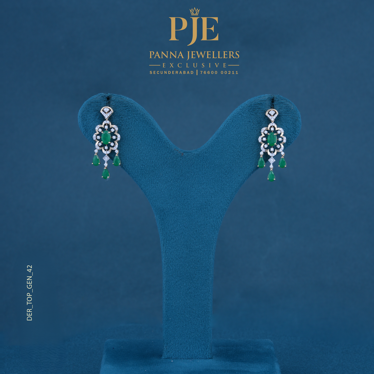 Emerald Aura 18KT Gold Diamond Drop Earrings
