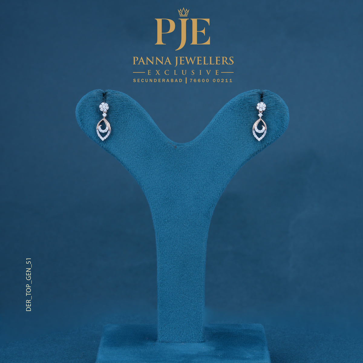 Swirl Petal 18KT Gold Diamond Drop Earrings