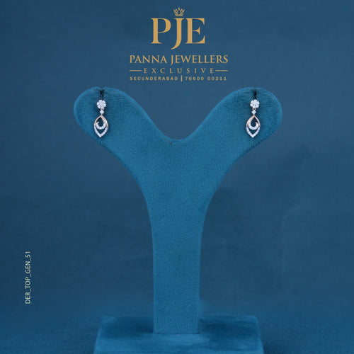 Swirl Petal 18KT Gold Diamond Drop Earrings