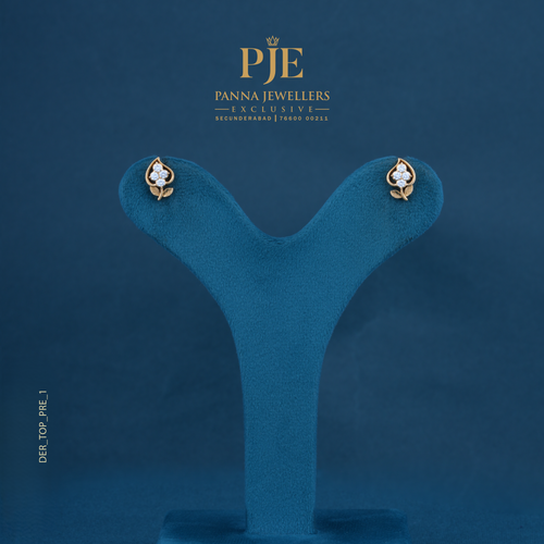Sheen Petal 22KT Gold Diamond Stud Earrings