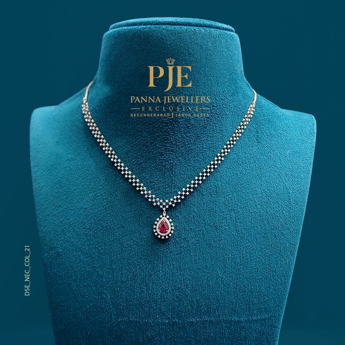 Crimson Cascade 14KT Gold Diamond Necklace