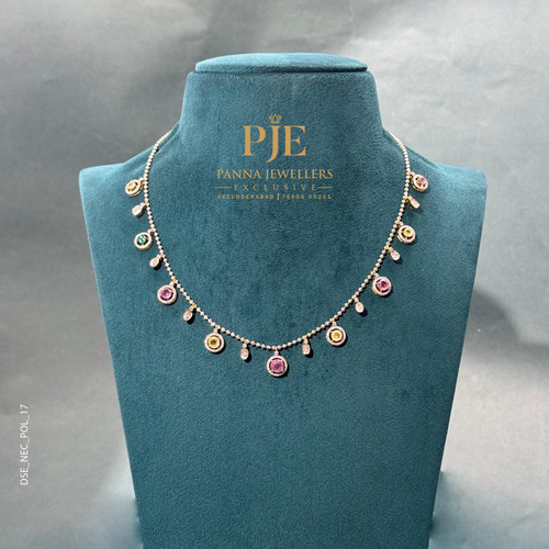 Blushing 14KT Gold Diamond Station Necklace