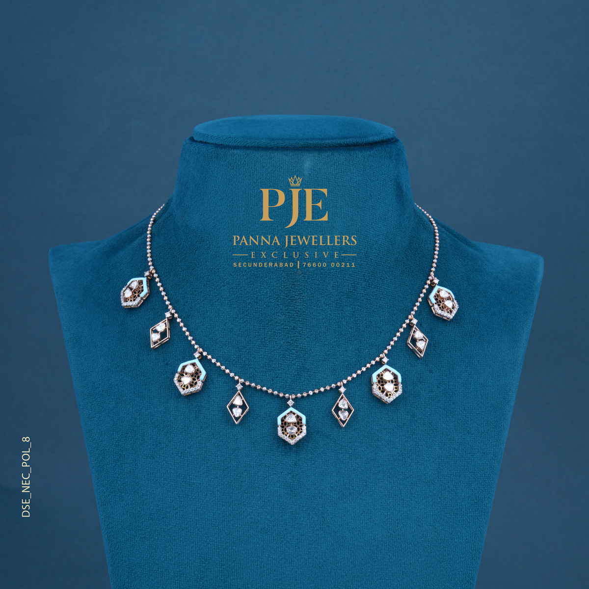 Hexa Glow 14KT Gold Diamond Station Necklace