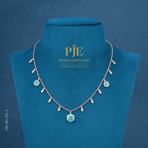 Hexa Trio 14KT Gold Diamond Station Necklace