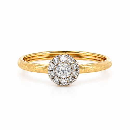 Dainty Halo 14KT Gold Diamond Ring