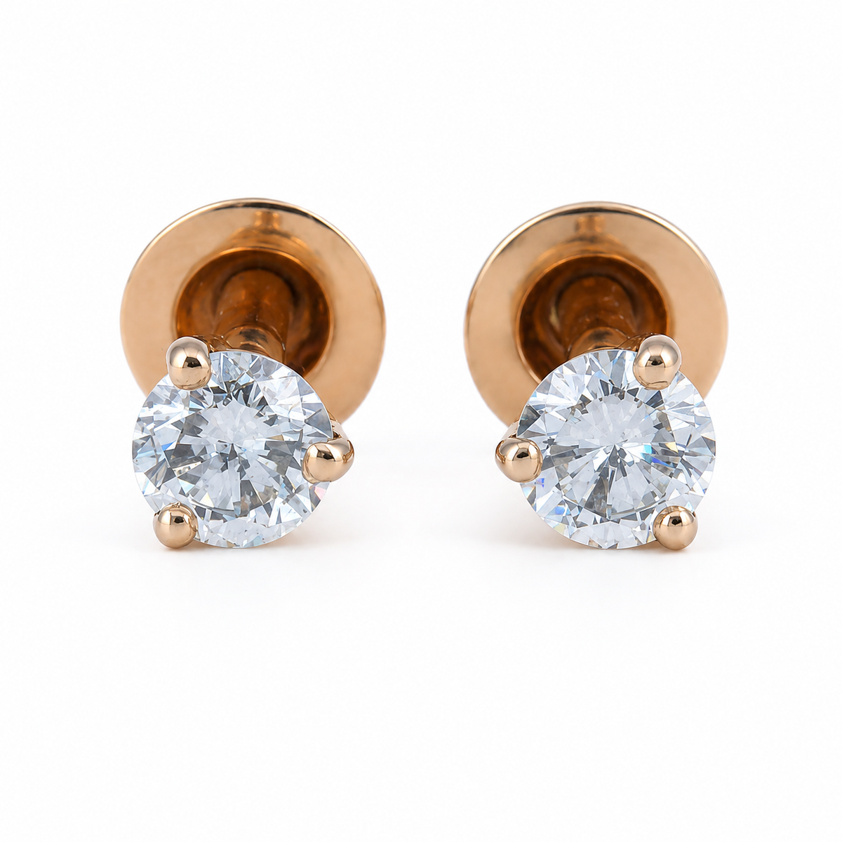 Dainty Solitaire 18KT Gold Diamond Stud Earrings