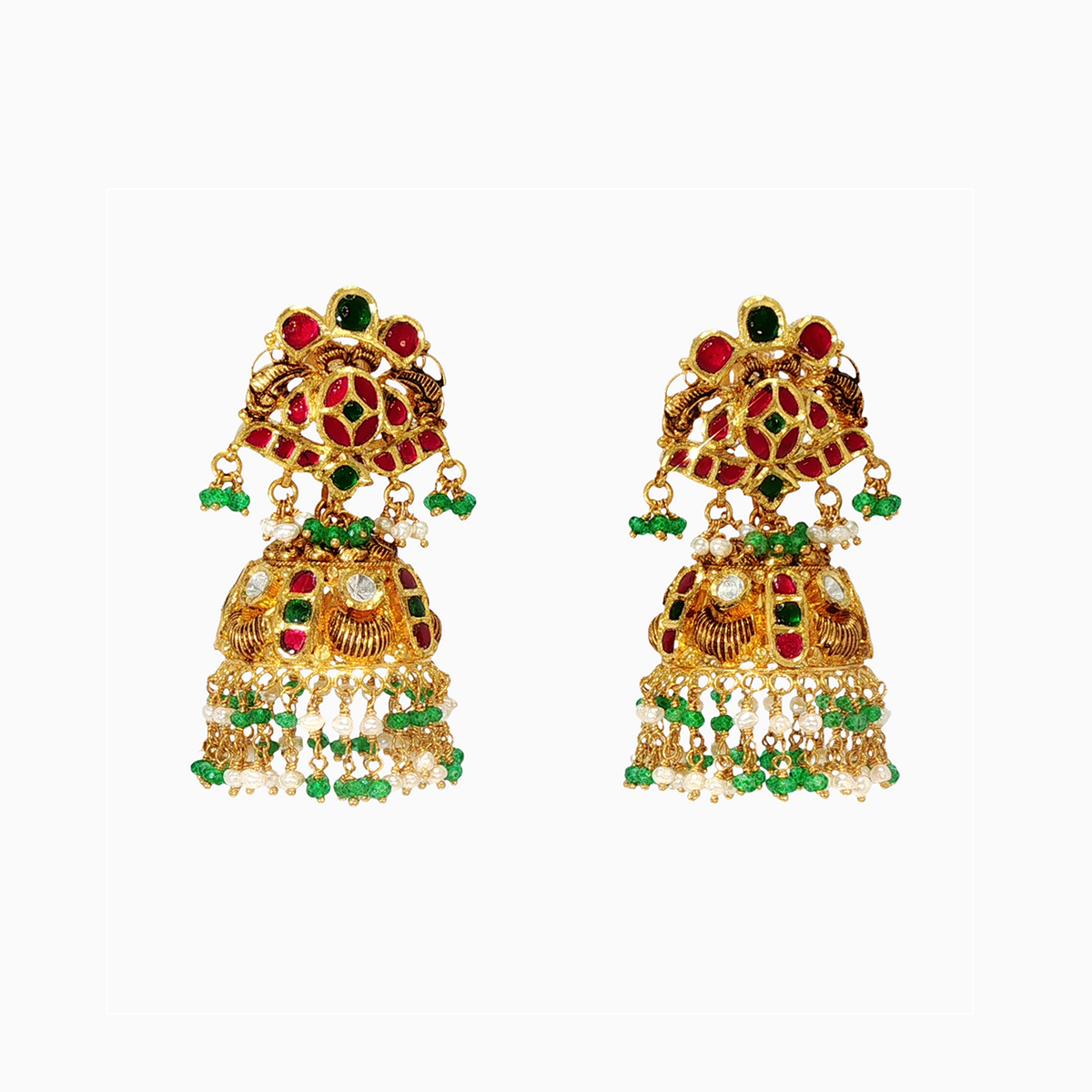 Damini 22KT Gold Kundan Jhumka Earrings