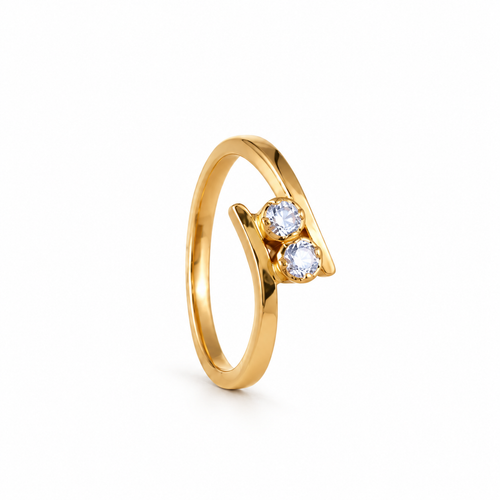 Delicate Cross 22KT Gold Diamond Ring