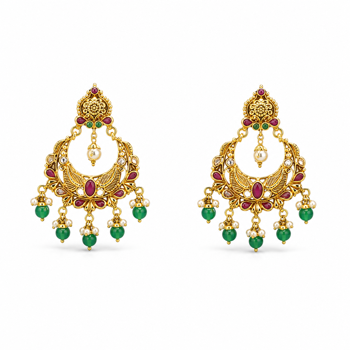 Harini 22KT Gold Antique Chandbali Earrings