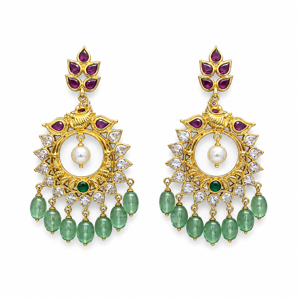 Jasodhara 22KT Gold Antique Chandbali Earrings
