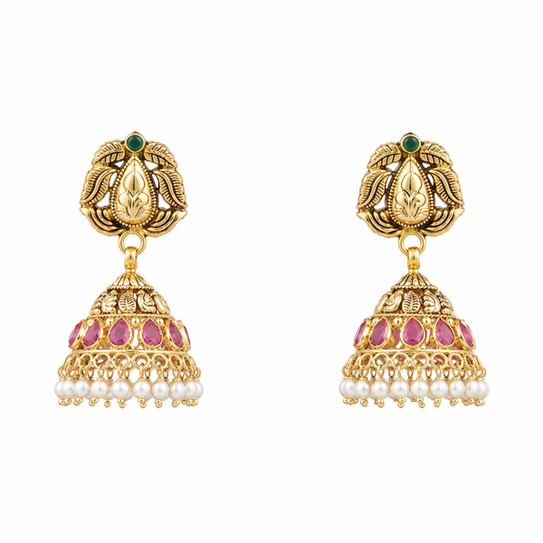 Kalyani 22KT Gold Antique Jhumka Earrings