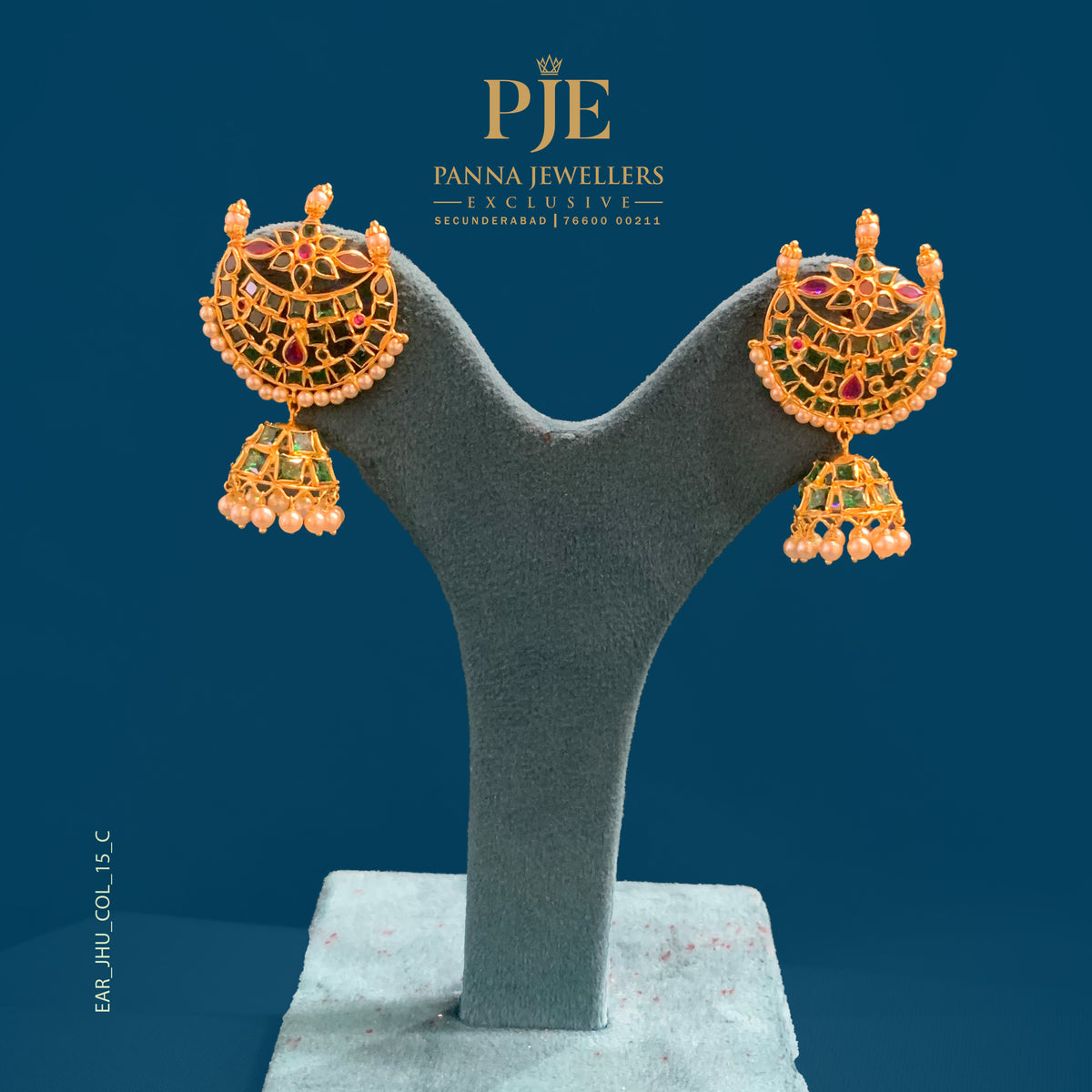 Eshwari Pearl 22KT Gold Jhumka Earrings