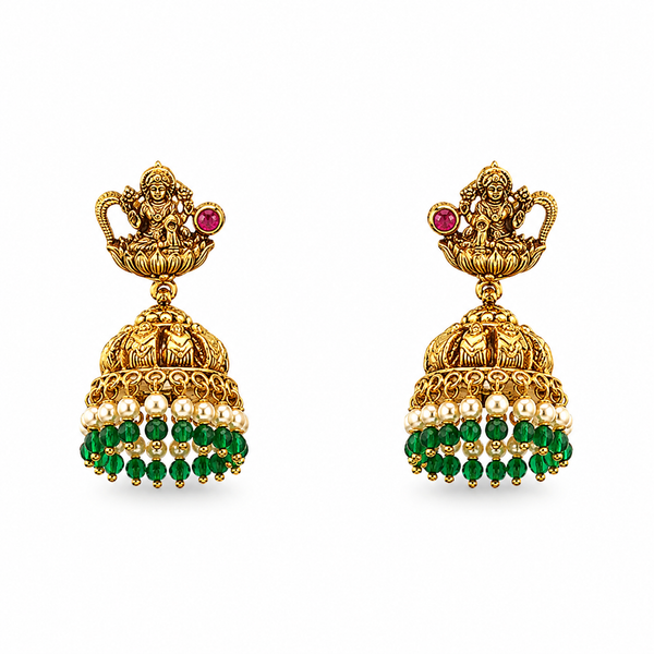 Indrani 22KT Gold Temple Jhumka Earrings