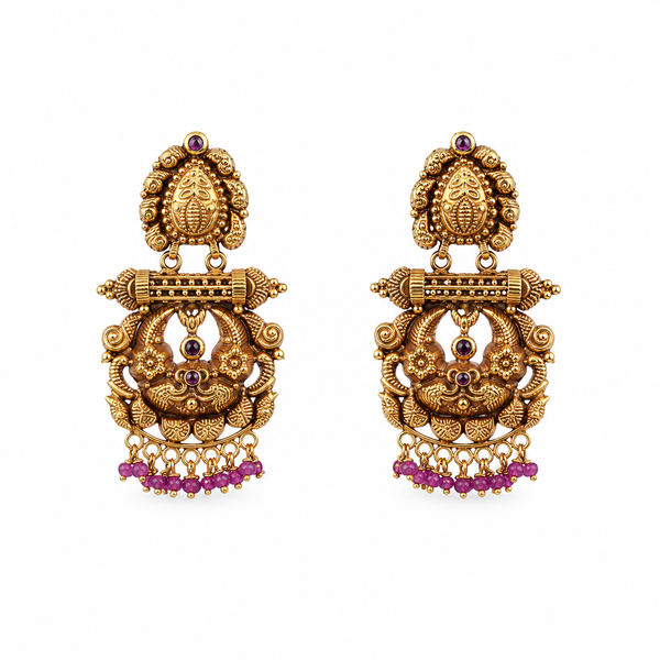 Padmika 22KT Gold Antique Drop Earrings