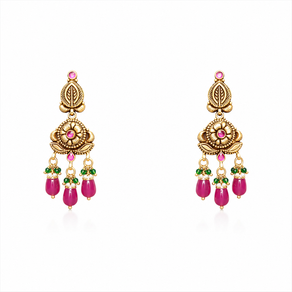 Chandraprabha 22KT Gold Antique Dangle Earrings