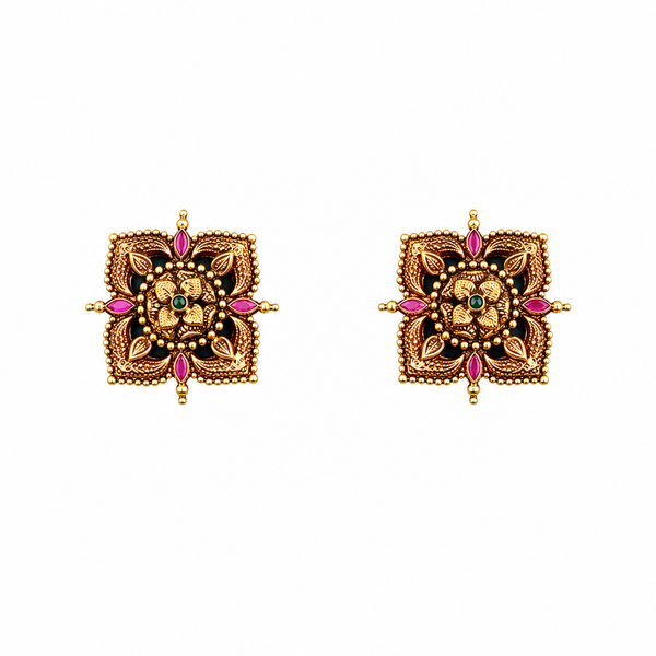 Kalyani 22KT Gold Antique Stud Earrings