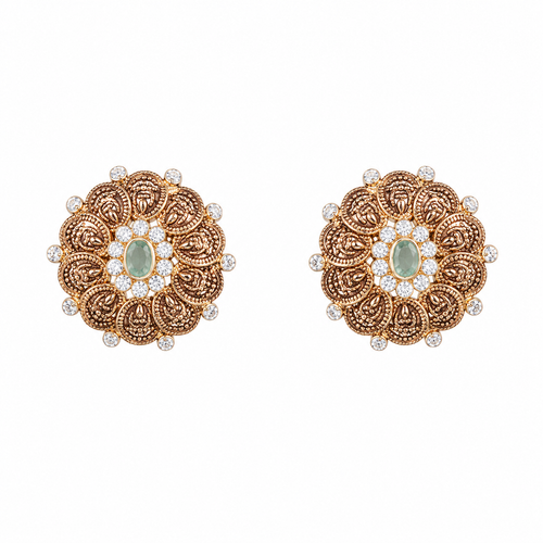 Charulika 22KT Gold Temple Stud Earrings