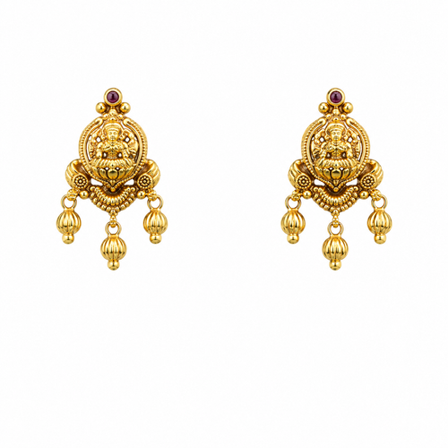 Maitreyi 22KT Gold Temple Stud Earrings