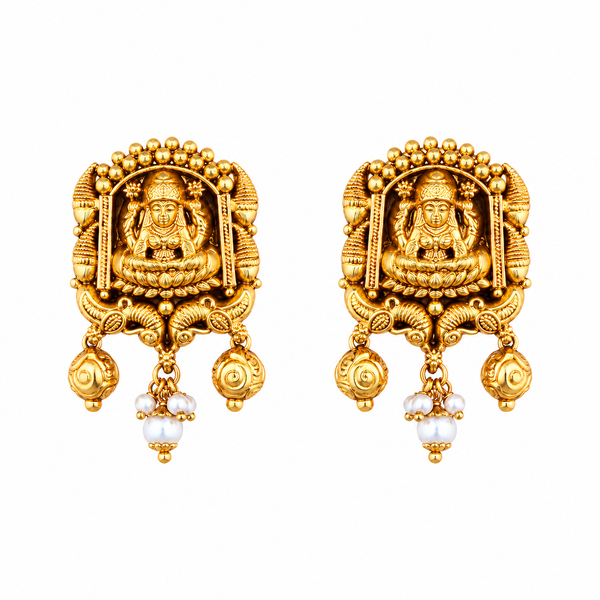 Bhavani 22KT Gold Temple Stud Earrings