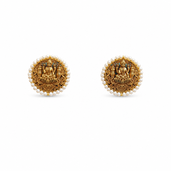 Meena 22KT Gold Temple Stud Earrings