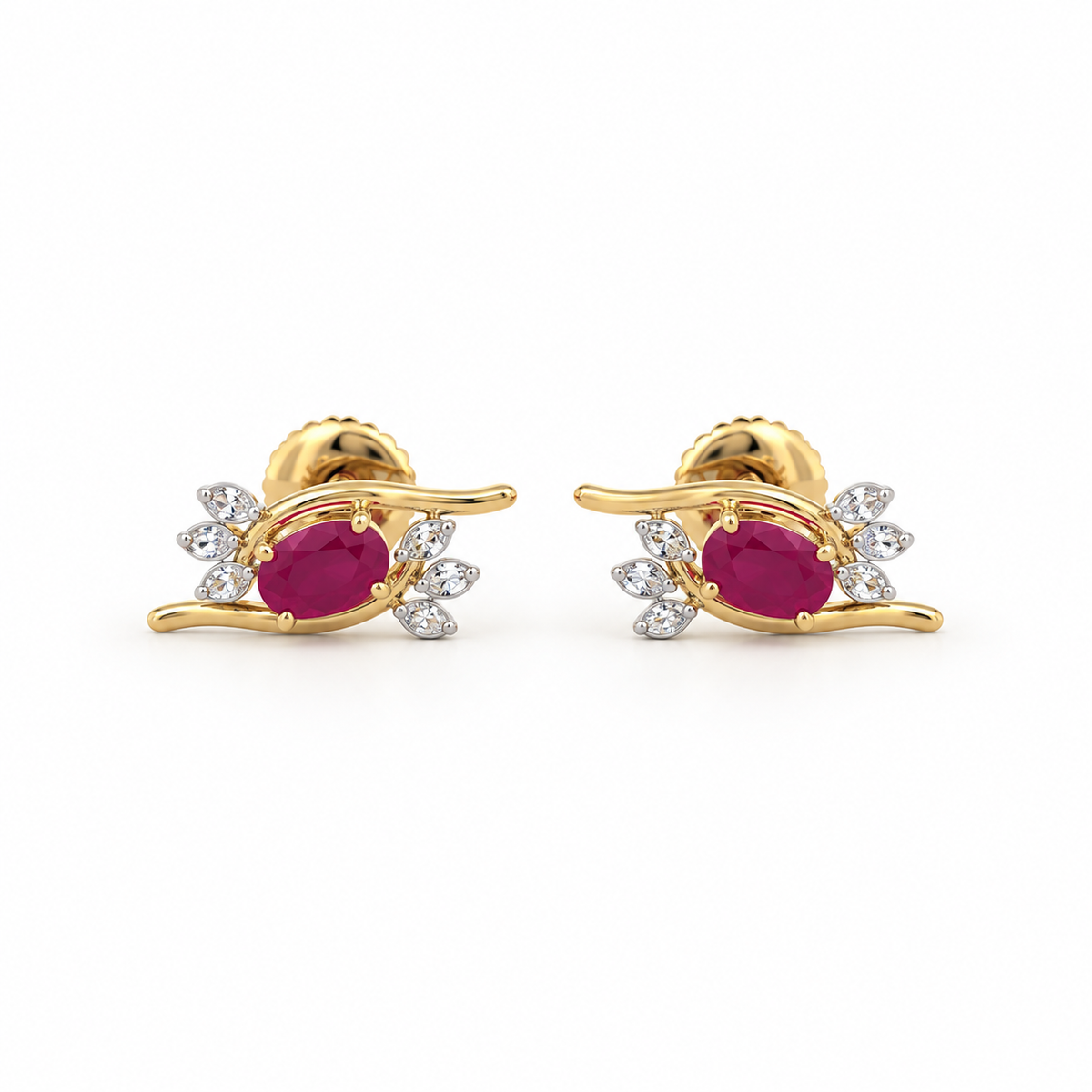 Edgy Glow 14KT Gold Diamond Stud Earrings