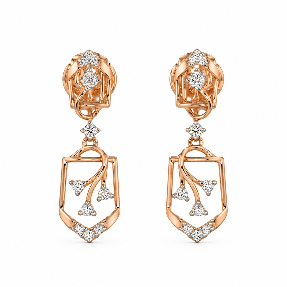 Enchanting 14KT Gold Diamond Drop Earrings