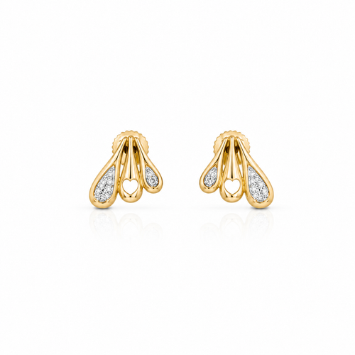 Flutter Wing 14KT Gold Diamond Stud Earrings