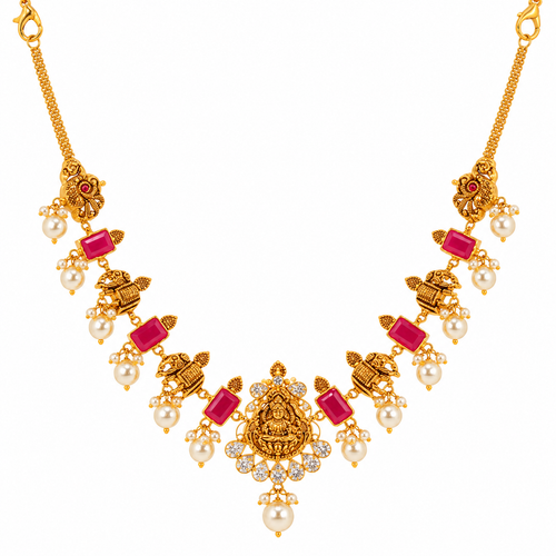 Gajraj Ruby 22KT Gold Temple Necklace