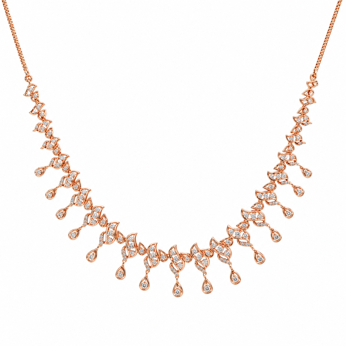 Glamorous Curve 14KT Gold Diamond Necklace
