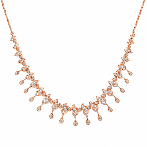 Glamorous Curve 14KT Gold Diamond Necklace